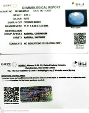 4.89/CT Natural Blue Sapphire with Govt Lab Certificate (8991)